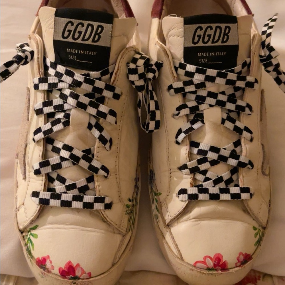 Golden Goose Superstar Sneakers with Burgundy Accents